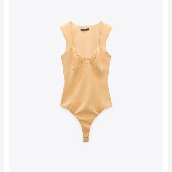 Zara Tops - [Zara] Yellow Plunge Bodysuit